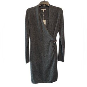 Neiman Marcus Cashmere Wrap Dress Charcoal Gray Size Large Luxurious Knit